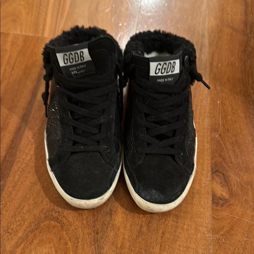 Golden Goose Black Sneakers with Distressed Aesthetic